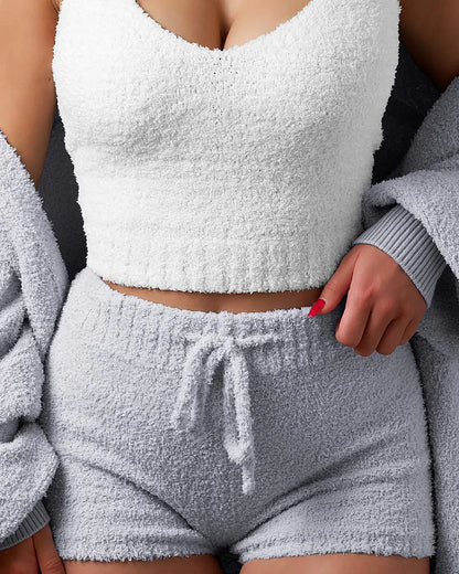 Cozy Knit 3-Piece Women's Fuzzy Fleece Pajama Set